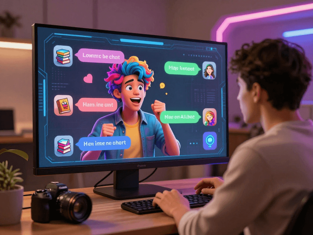 Engaging nsfw ai chat featuring a vibrant AI avatar in a digital chat environment.