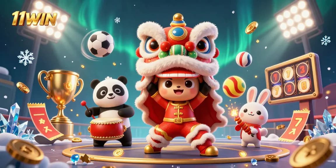 Experience the thrill of 11WIN with vibrant characters celebrating gambling in a dynamic scene.