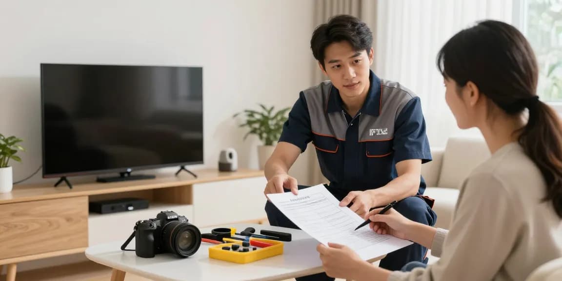 Trusted IPTV service provider installing equipment in a local home.