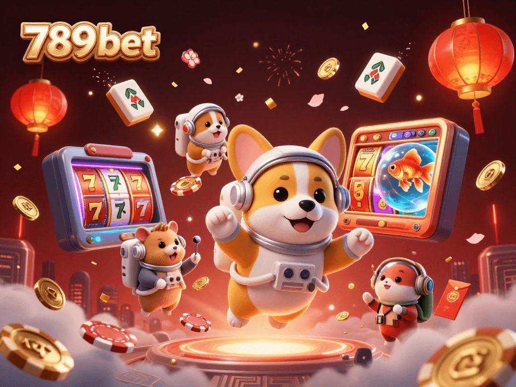 Experience thrilling games with 789 bet at a vibrant futuristic casino, featuring unique characters and elements.