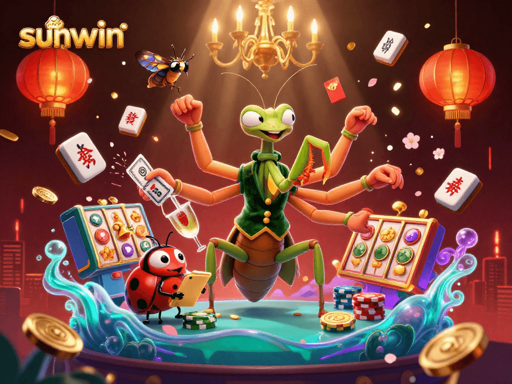 Engage with sunwin's vibrant casino scene, showcasing dynamic card play and lively gambling elements.