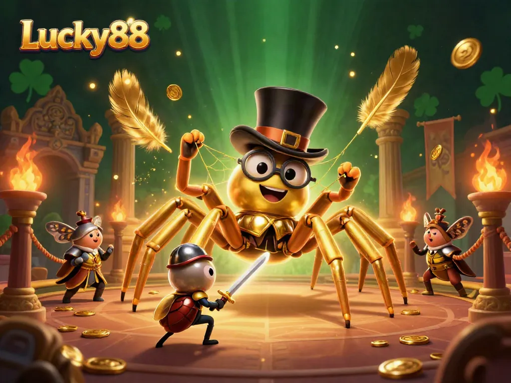 Experience Lucky88's thrilling gaming adventure with vibrant characters and exciting casino elements in a rich fantasy scene.