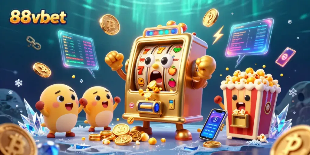 Join the excitement at 88vbet with a vibrant 3D casino scene celebrating jackpots and crypto.