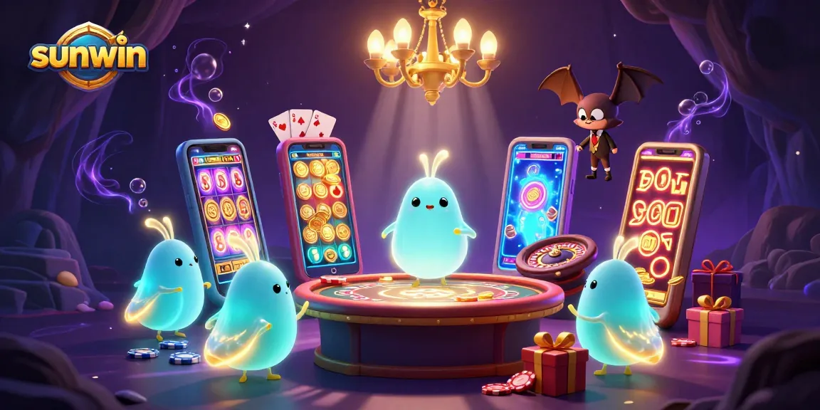 Experience the thrill at sunwin with enchanting glowworms lighting a cave casino scene packed with vibrant gaming action.