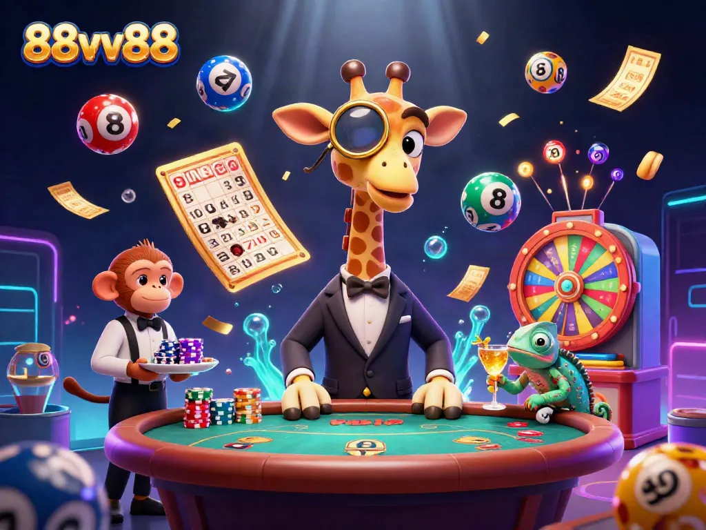 Experience the excitement of 88vv88 with high rollers and vibrant casino elements.