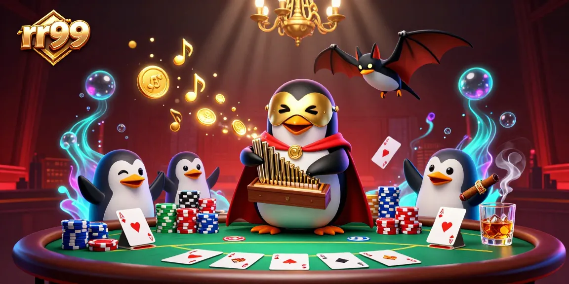 Experience thrilling rr99 gaming at a lively casino scene with golden coins and poker excitement.