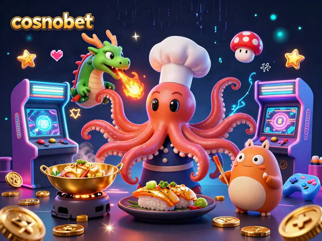 Experience the excitement at Cosmobet with vibrant casino-themed characters and dynamic game elements.