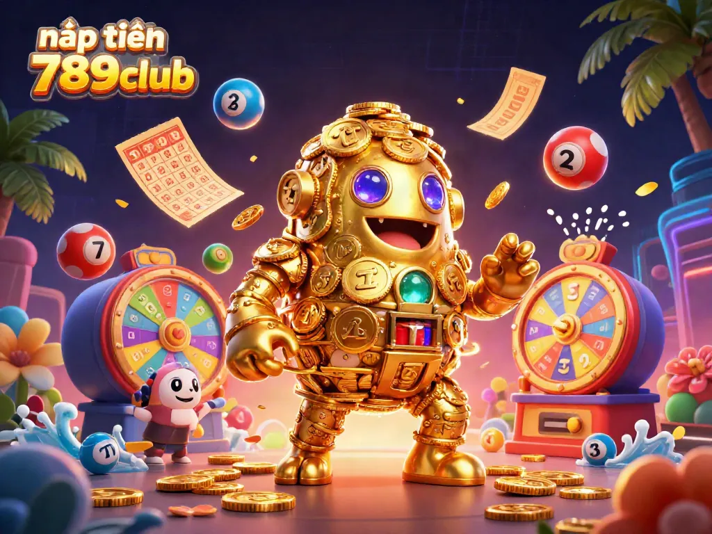 Join the excitement and nạp tiền 789club with this vibrant 3D casino illustration showcasing gaming elements.