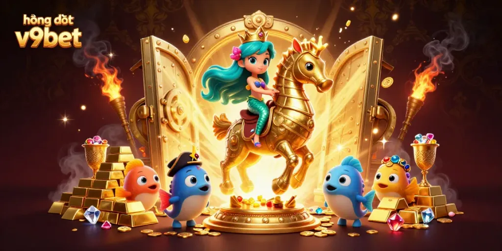 Experience the vibrant world of hướng dẫn v9bet with a colorful mermaid princess and treasure-filled adventure.