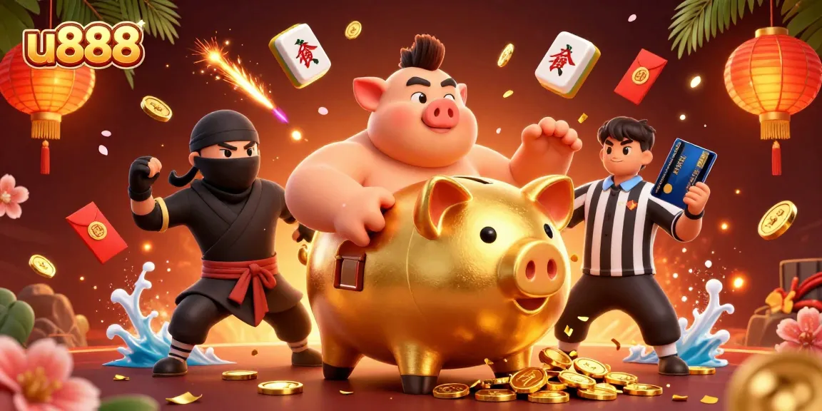 Win big with u888's exciting casino and betting games in a vibrant, action-packed illustration.