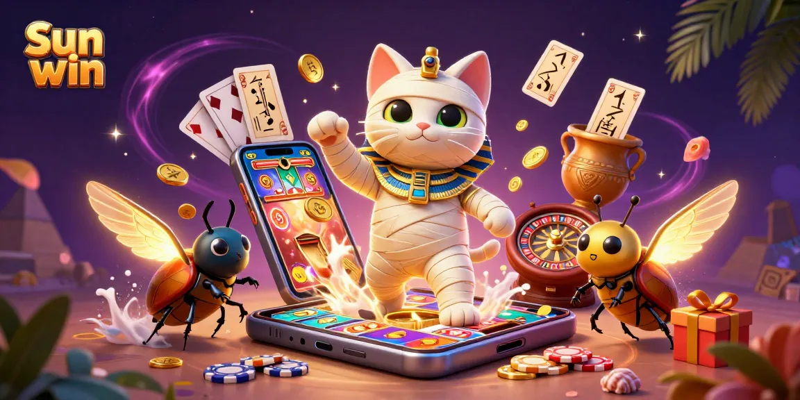 Engage in Sun win's vibrant casino experience with colorful slot games and golden treasures.
