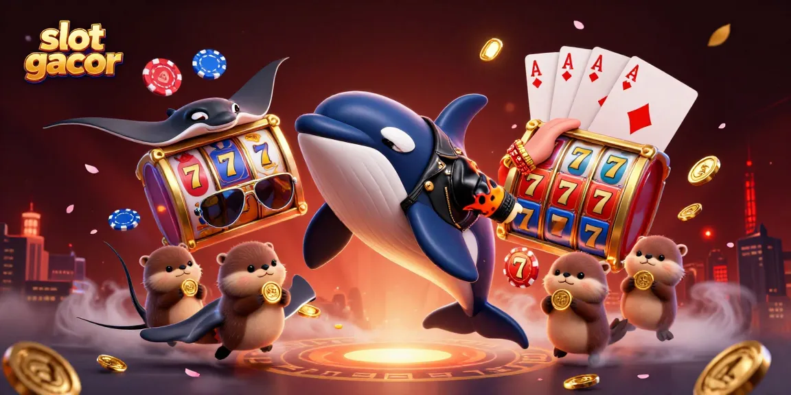 Engage with slot gacor action featuring vibrant characters and dynamic casino elements in a lively scene.