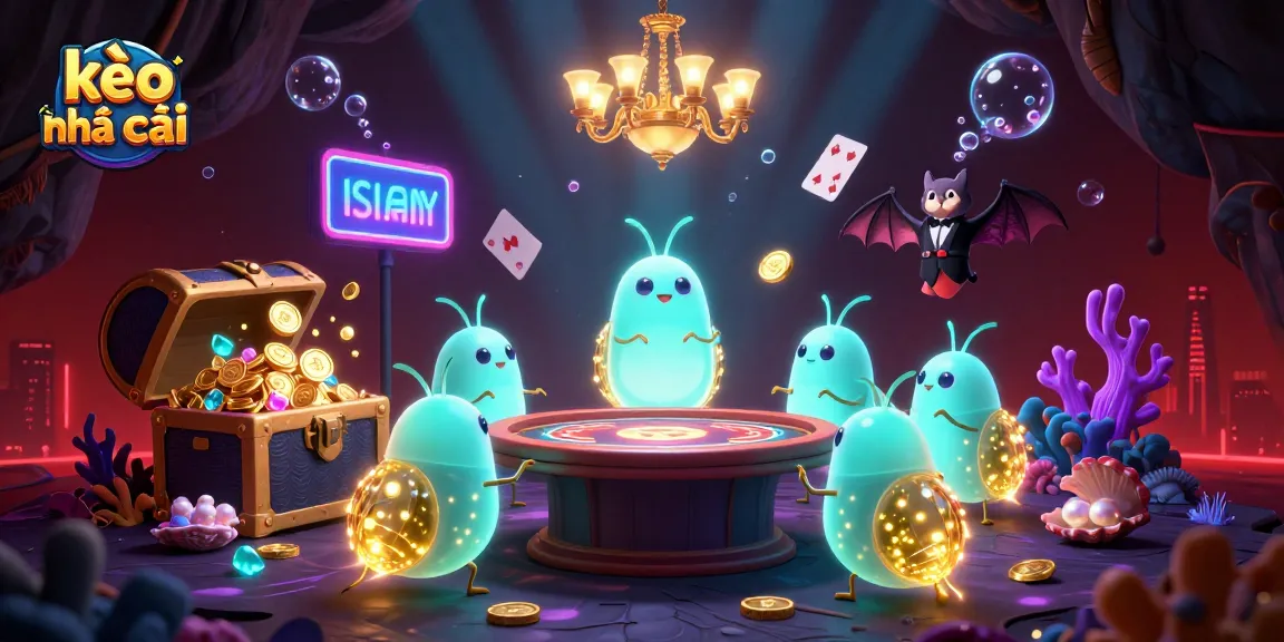 Engaging scene showcasing kèo nhà cái with glowworms illuminating a vibrant cave casino.