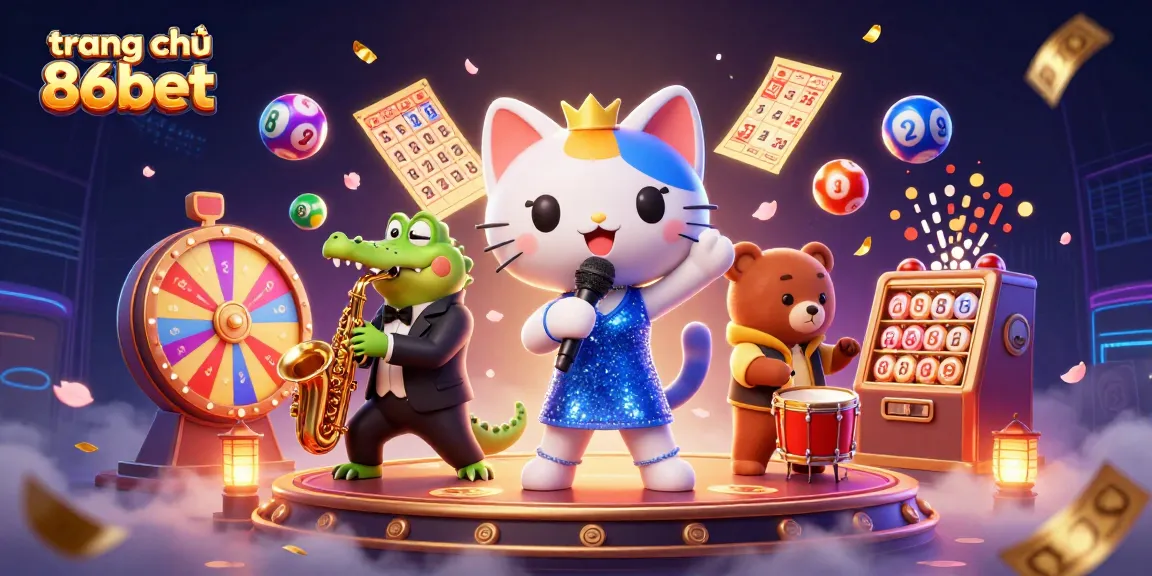 Join the excitement at trang chủ 86bet with vibrant lottery elements and lively 3D characters.