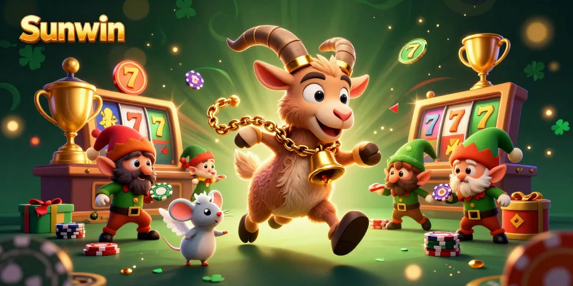 Experience thrilling slots at Sunwin's festive casino with enchanting characters.