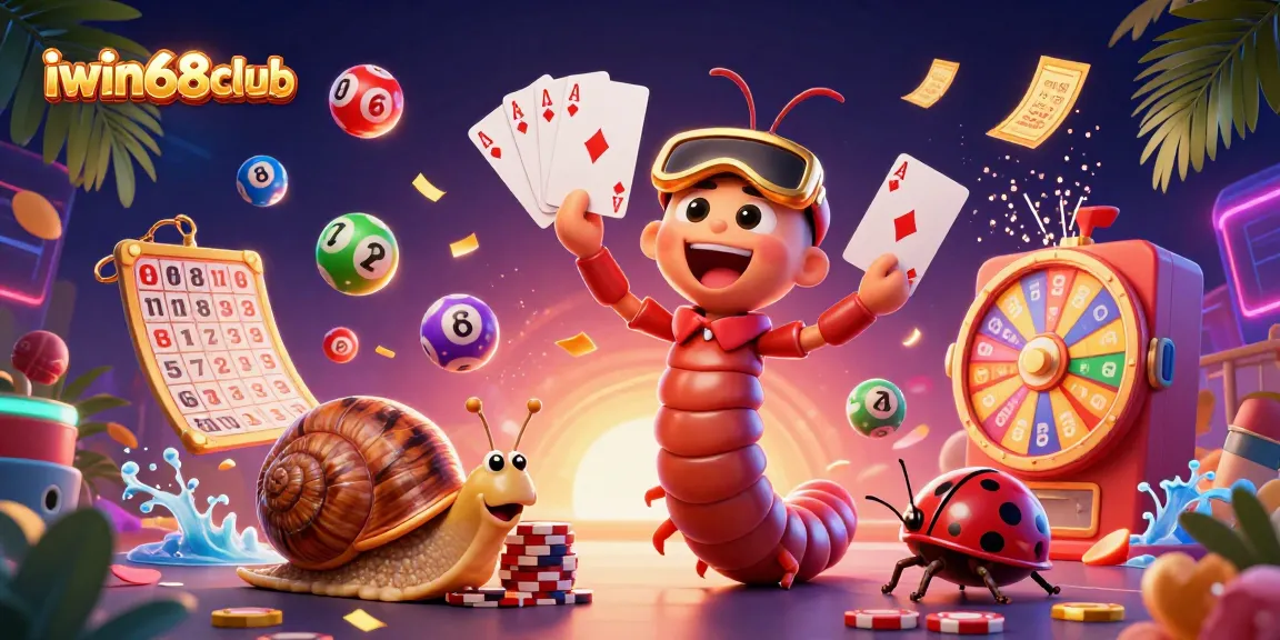 Engage with iwin68club's vibrant lottery scene featuring animated characters and dynamic game elements.