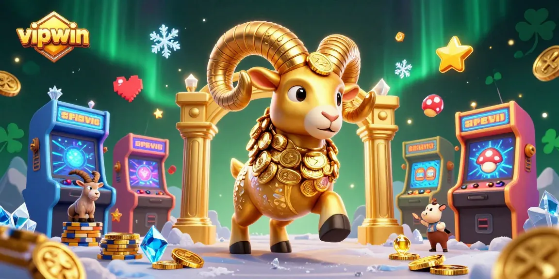 Join the thrilling vipwin adventure with a golden ram charging through an exciting casino world!