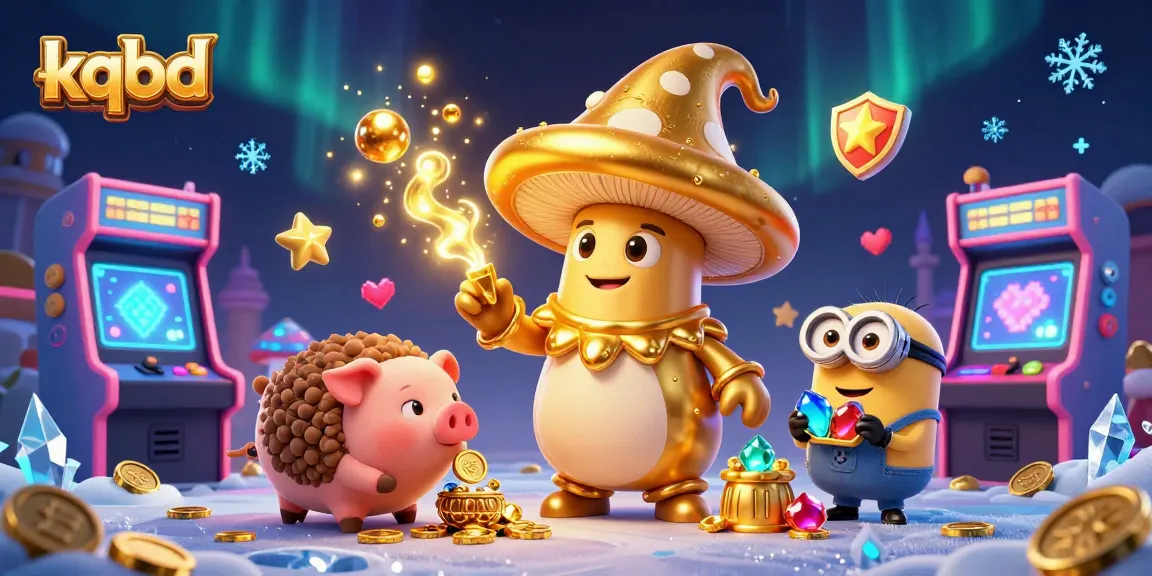 Engage with kqbd action as the golden mushroom wizard channels magic in this vibrant gaming scene.