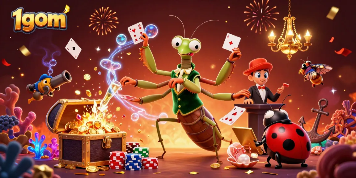 Engage with 1gom's thrilling casino experience featuring a vibrant mantis card sharp and interactive gaming elements.