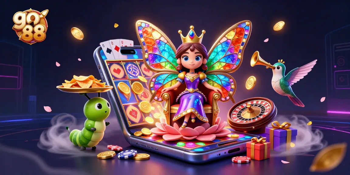 Engage with go 88 in this vibrant 3D casino scene filled with characters and dynamic game elements.