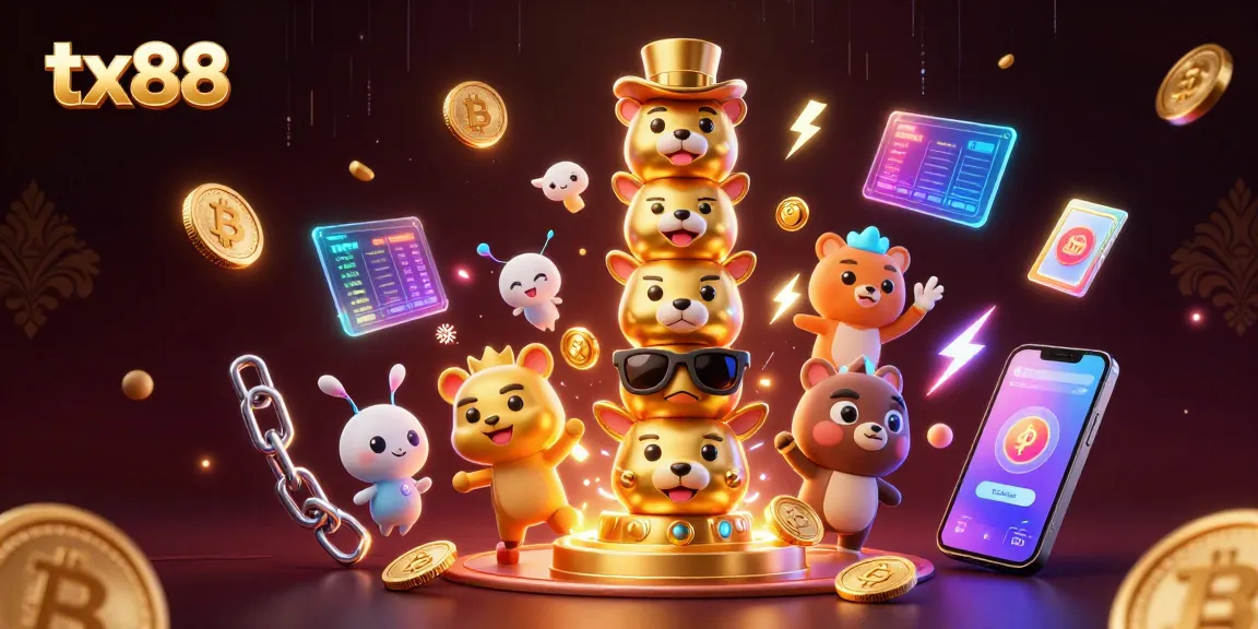 Experience tx88’s dynamic crypto gambling scene with colorful characters and vibrant game elements.