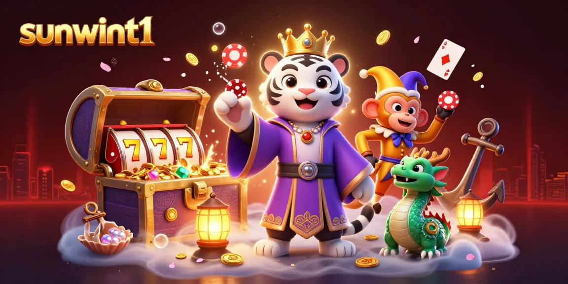 Engage in exciting gameplay at sunwint1 with a vibrant casino scene featuring lucky symbols.